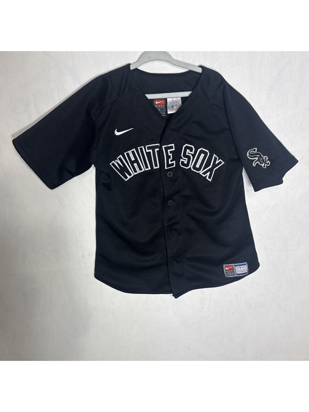 Nike Team MLB Chicago White Sox Youth Black Button Front Jersey Size 6